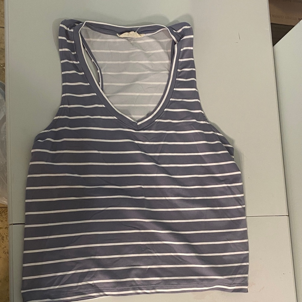 Stylish Blue Striped V-Neck Tank Top